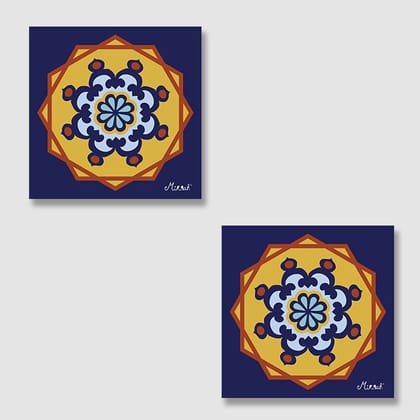 Blue Athangudi Square Acrylic Coasters - Set of 2