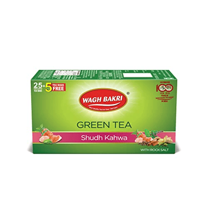 Wagh Bakri Green Tea Shudh Kahwa Tea, 25 Tea Bag - 2.5 gm Each