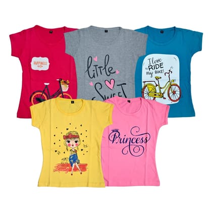 FAZZA Girls T-shirts(Pack of 5)-2-3 / MULTICOLOR / PURE COTTON