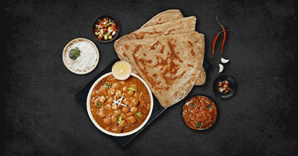 Amritsari Chole Thali Meal __ Ghee Tawa Paratha (3),Dal Makhani,Gulab Jamun