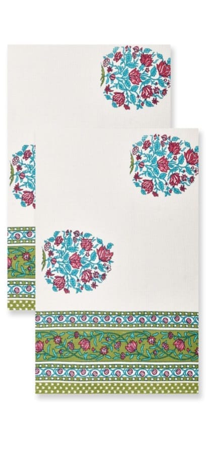 Hand Block Printed Honey Comb Cotton Hand Towel- Set of 2-Hand Block / Hand / Towels