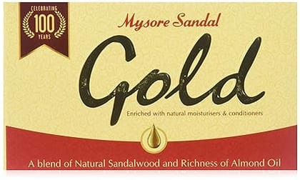 Mysore Sandal Gold Natural Sandalwood & Almond Soap, Enriched with Moisturizer, 125 g