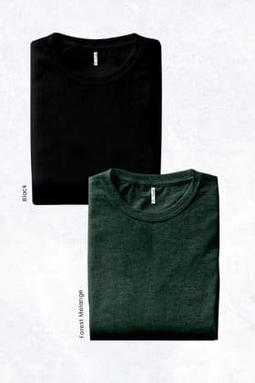 Pack 2 - Forest Mélange & Black - Classic Crew-XXL