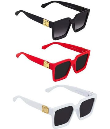 Elligator Multicolor Square Sunglasses ( Pack of 3 ) - Medium