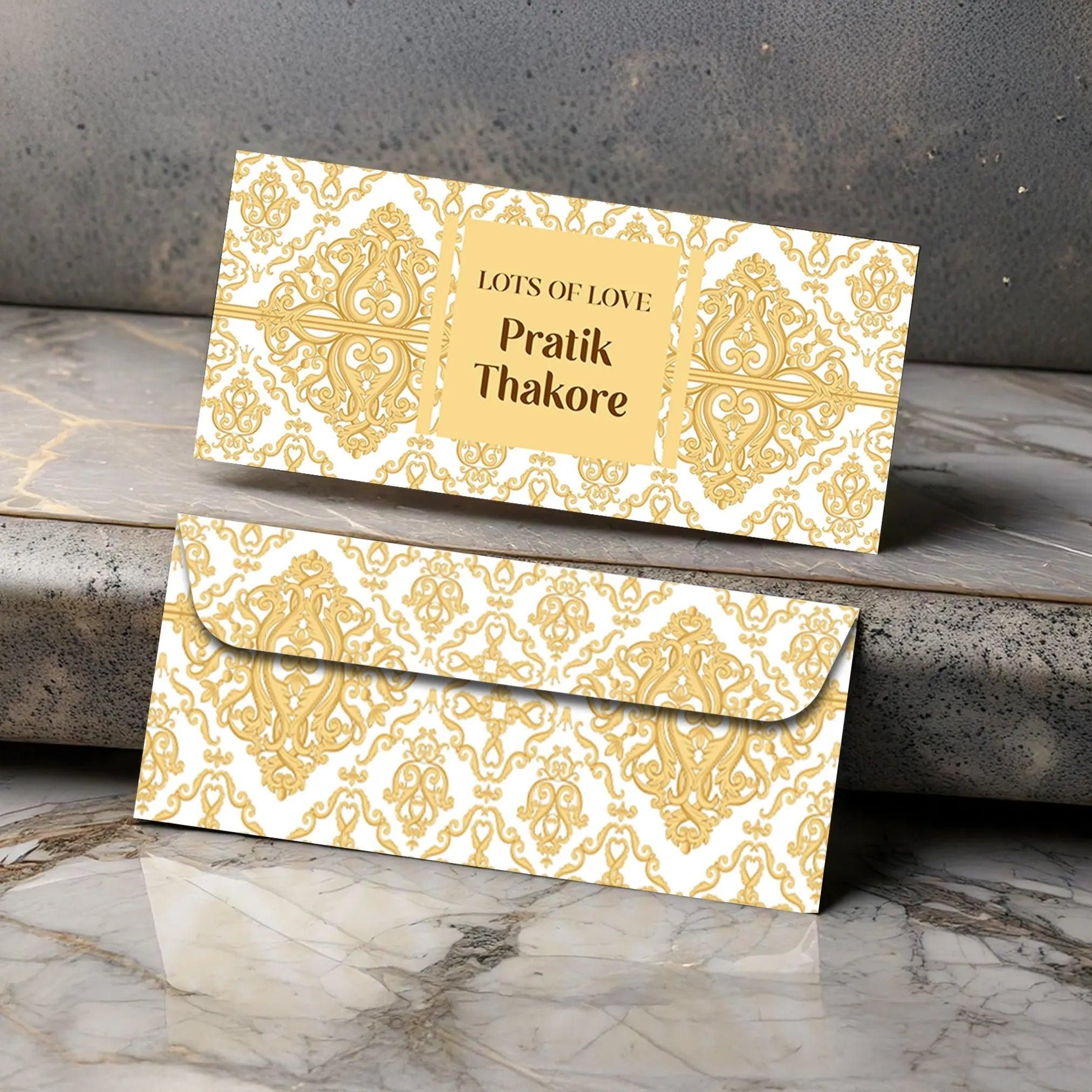 Personalised Money Envelopes - Gold Motif Theme - Set of 20