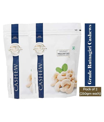 KHARAWALA''s W240 Grade Ratnagiri Cashews (Kaju) Pack of 2-500 gms (250 gms each)