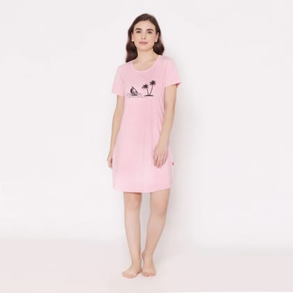 Women Cotton Sleepshirt - Royal pink Royal pink S