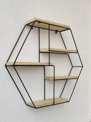 Grista Hexim Decorative Metal Wall Shelf