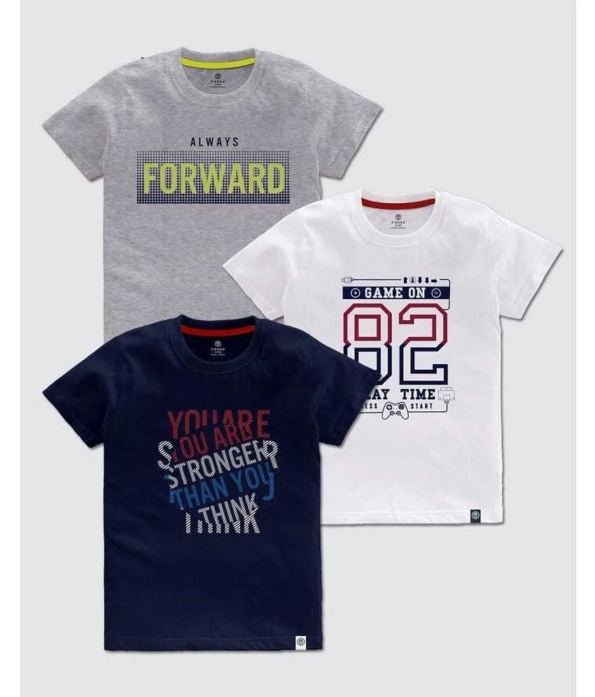CODEZ Multi Color Cotton Blend Boys T-Shirt ( Pack of 3 ) - None