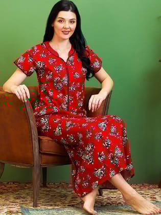 Floral Printed Pure Cotton Maternity Maxi Nightdress