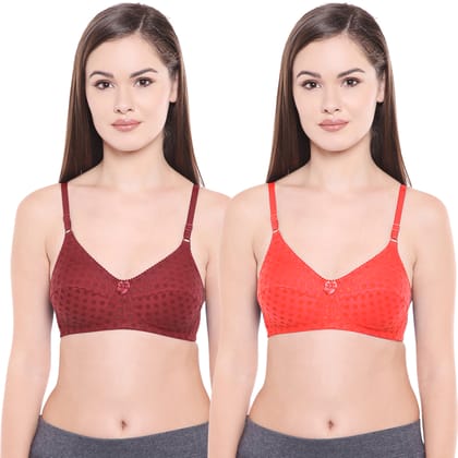Bodycare Women Poly Cotton Full Coverage Non Padded Regular Bra Pack - 2 E1506WICO