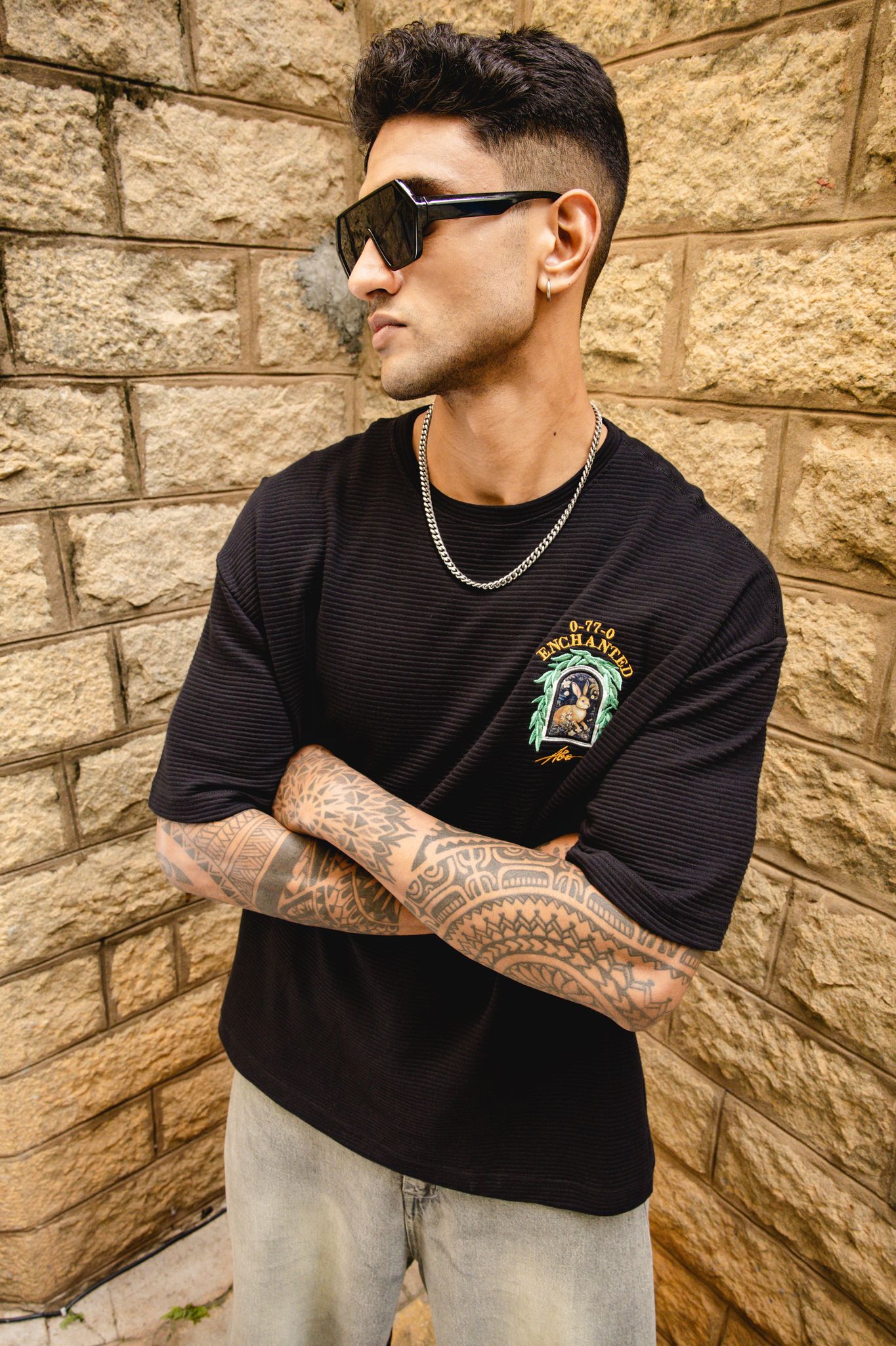 Enchanted Leafs Oversized Black T-Shirt ( Limited Edt )-S