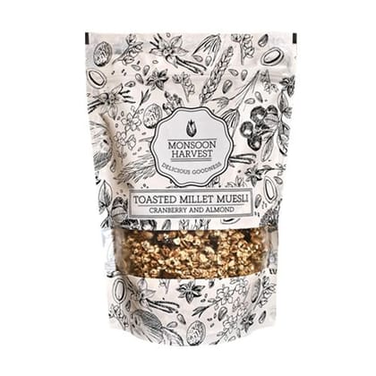 Monsoon Harvest Toasted Millet Muesli - Cranberry And Almond, 250 gm
