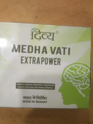 Divya Medha vati Extra power Useful in insomnia, depression, migraine and Used as brain tonic and memory enhancer. 