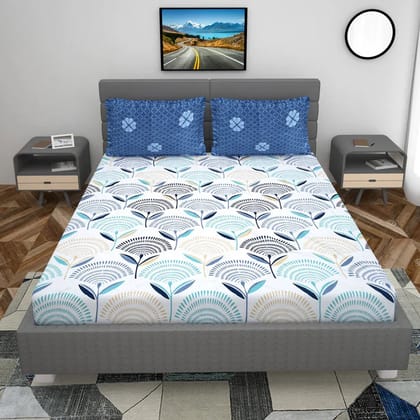 Cotton Blend Elastic Fitted King Bedsheet with 2 Pillow Covers (BUY1 GET1 FREE)