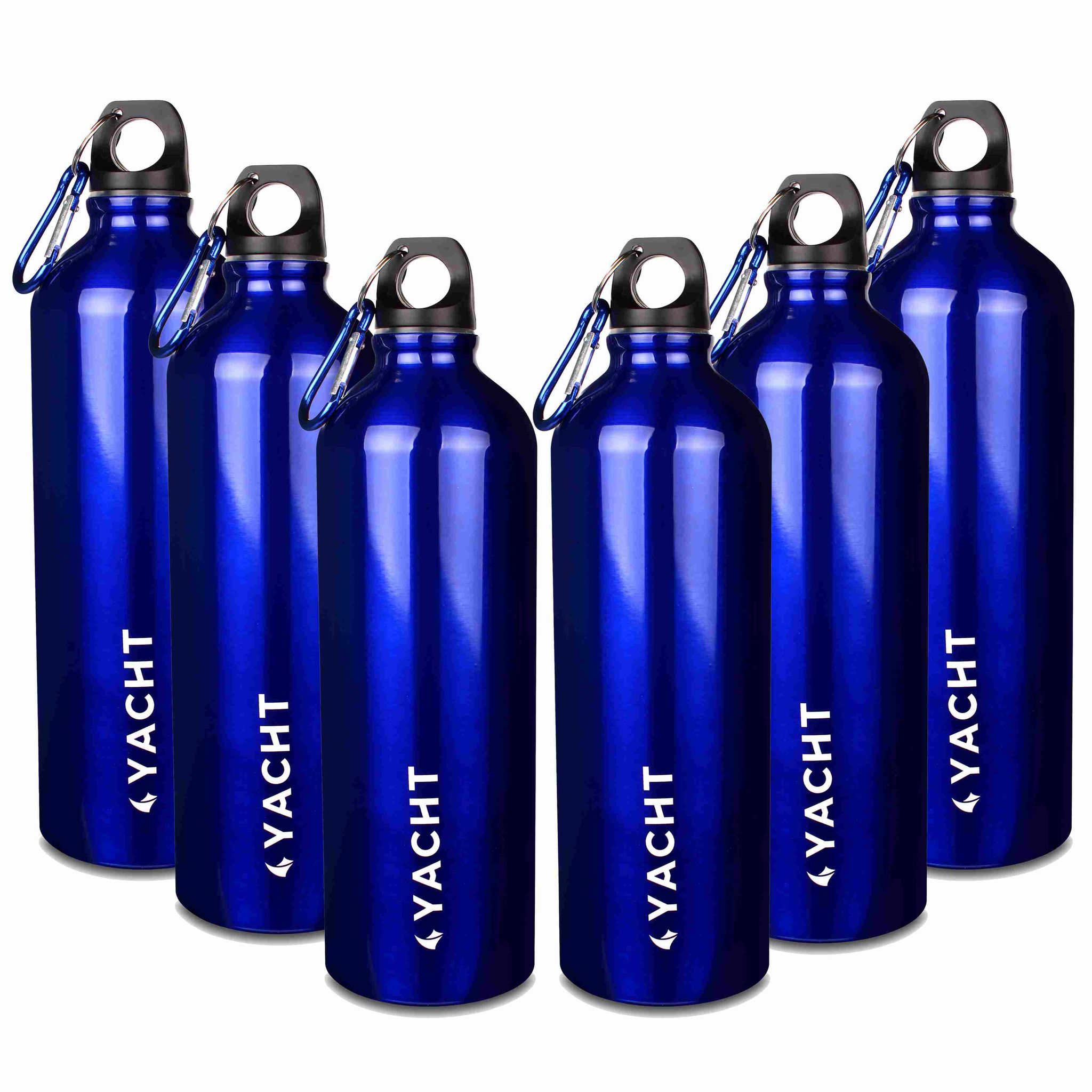 Yacht Aluminium Single Wall Fridge Water Bottle, Refrigerator Bottle, Ninja Blue, 750 ml (Pack of 6)