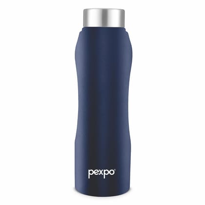 PEXPO Stainless Steel Fridge Water Bottle, 750 ml, Denim Blue, Bistro | Leak-Proof & Easy to Grip Water Bottle