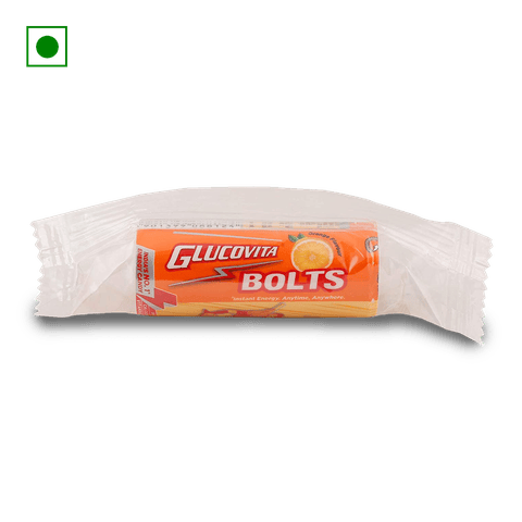 Glucovita Orange Flavour Bolts, 18 gm Tube