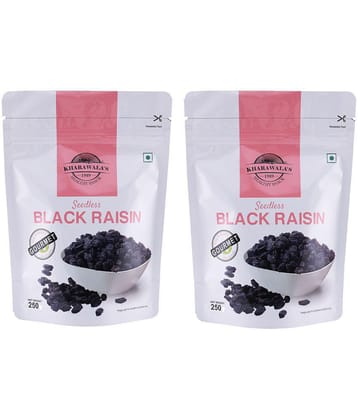 Kharawala''s Afghan Black Raisin Seedless Pack of 2 (250 gms each)