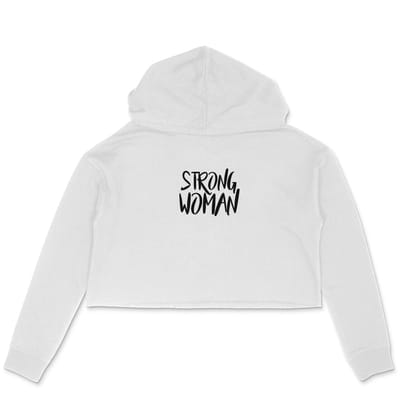 Strong Woman | Crop Hoodie For woman From KL Apparels-White / XS