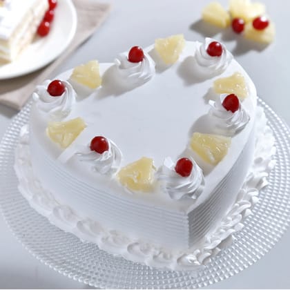 Heart Shaped Pineapple Cake Half Kg Eggless