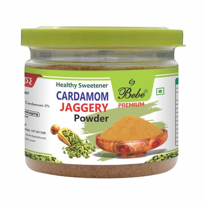Bebe Cardamom Jaggery Powder 200g | Elaichi Shakker for Tea (Pack of 2)-200g / Dark Brown / Cardmom Jaggery