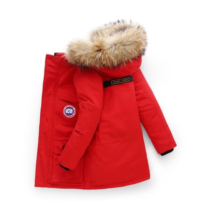 Down jacket boy with long thickening-Red / 130cm