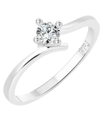 Vighnaharta Youth Solitaire CZ Rhodium Plated Alloy Ring for Women and Girls - [VFJ1249FRR16] - None