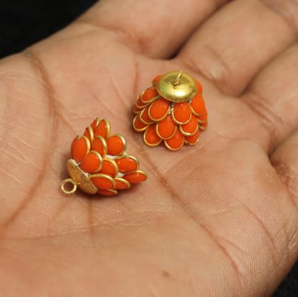 2 Pairs Pacchi Jhumka ORANGE 14x19 mm-Orange / Acrylic