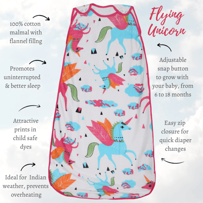 Baby Sleeping Bag | Cotton Malmal | Flying Unicorn