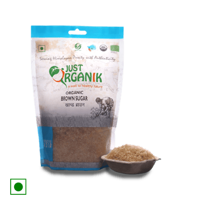 Just Organik Brown Sugar Raw & Unrefined, 500 gm Pouch