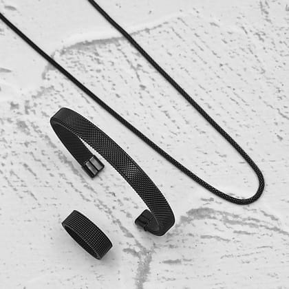 Black Trio Combo | Cuff - Ring - Chain-7