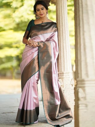 Ethnic Motifs Woven Design Zari Banarasi Saree