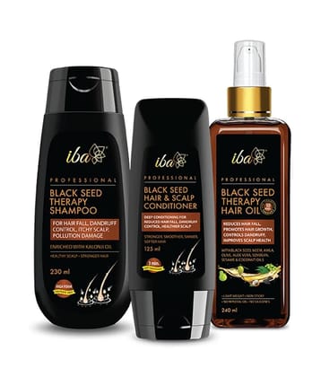 Iba Black Seed Therapy Shampoo, Conditioner, Hair oil Combo For Hair Fall, Dandruff, Itchy Scalp, (Pack of 1)