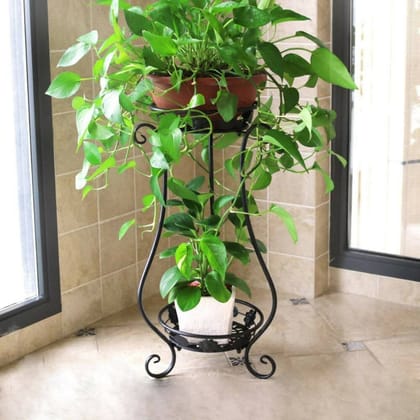 VASIL MART Metal plant stand flower pot stand (Black)