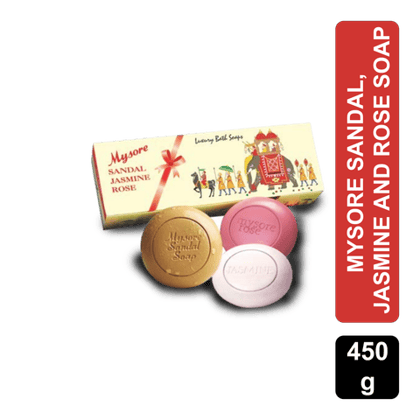 Mysore Sandal Jasmine And Rose Soap, 450 gm Pack