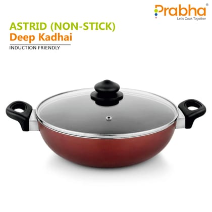 Astrid Nonstick Deep Kadhai With Glass Lid-3.2L