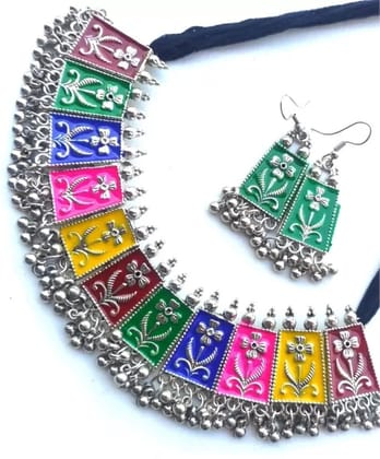 Navratri Special Oxidised Silver Jewellery Set For Garbha