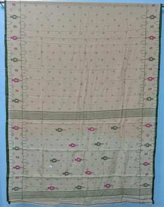 Handloom Bengal Cotton Saree | Sage Green