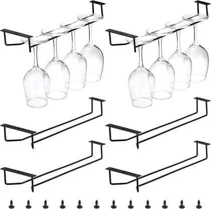 Tusmad Wine Glass Rack/Holder Upside Down Glass Hanging Organizer for Pubs/Kitchen/Bars/Kitchen Accessories Pack-4