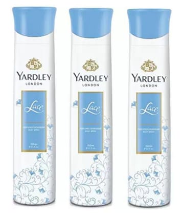 Yardley London Lace Body Spray - For Women , 150ML Each (Pack of 3) .