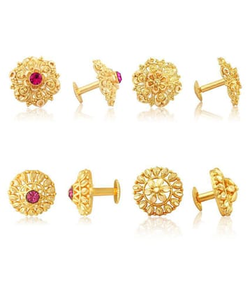 1gm Gold Plated Traditional Daily and Festive wear Alloy Gold Plated Stud Earring Combo set for Women and Girls ( Pack of- 4 Pair Earrings) - Golden