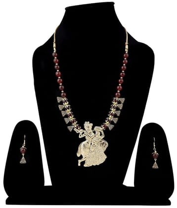 Sunhari Jewels Maroon Alloy Necklace Set ( Pack of 1 ) - Maroon