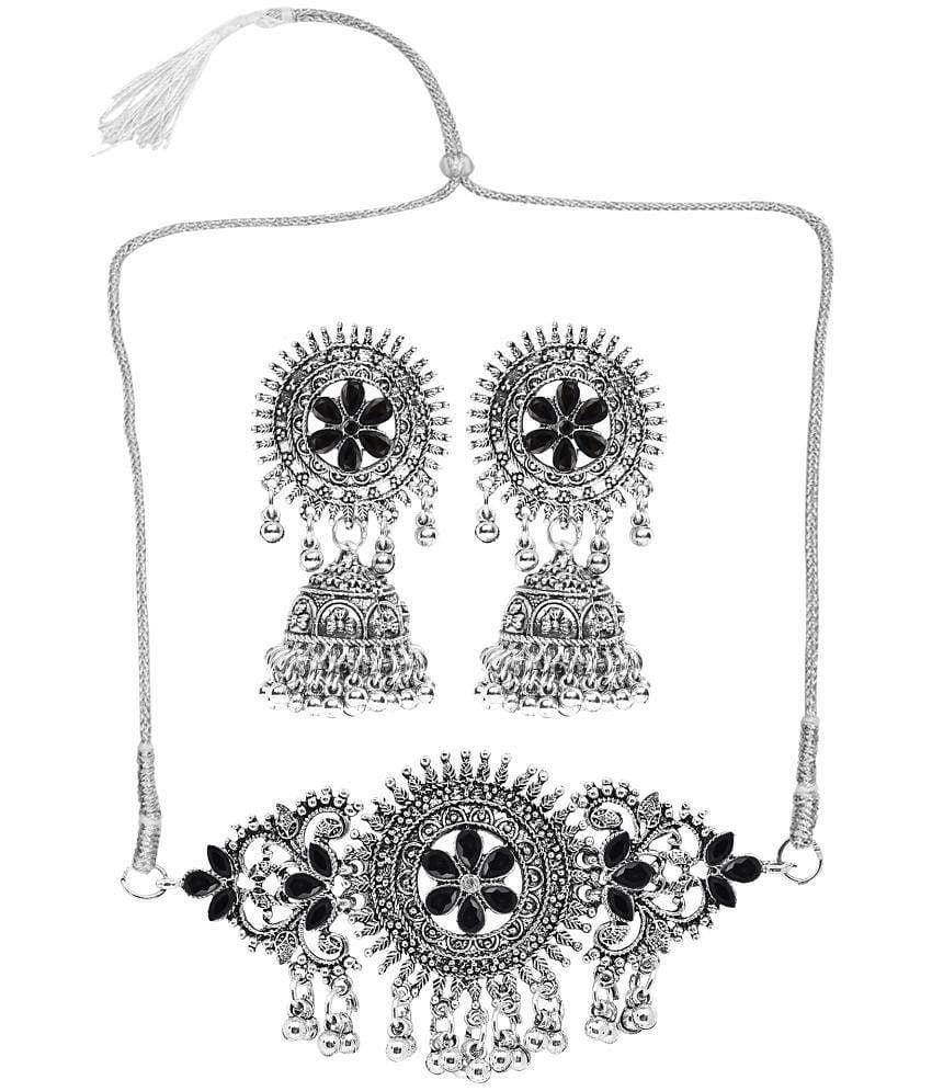 PUJVI Black German Necklace Set ( Pack of 1 ) - Black