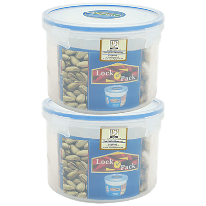 Laplast Lock-N-Pack Airtight Storage Container - Transparent, Plastic, Plain, Round, 400 ml (Pack of 2)