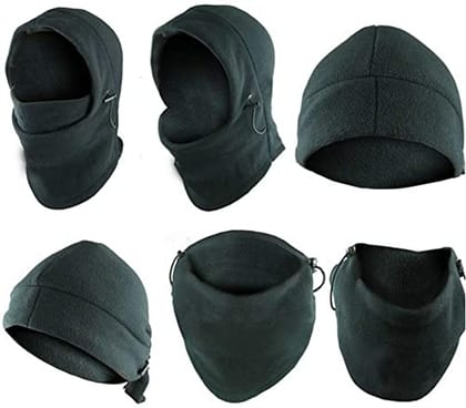 Motoway 6-in-1 Neck Warmer Hoods Ski Motor Hat Thermal Balaclava Scarf Fleece Face Cs Mask Black One Size Fits All