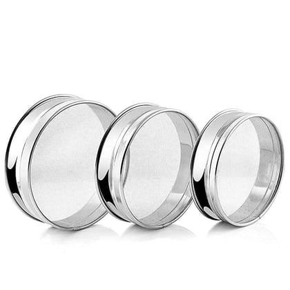 SHINI LIFESTYLE Stainless Steel Flour Chalni, Spices, Food Strainers (Pack of 3)