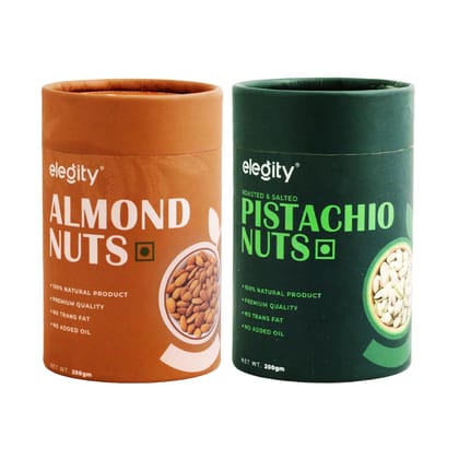 Elegity Dry Fruit Combo Pack |100% Natural |No Added Preservatives| Nutritious Snacks Almonds & Pistachios, 200 gm - Pack of 2
