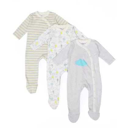 Unisex Comfy Knitted Sleep Suit - Arcus (Pack of 3)-2-4 M / Grey