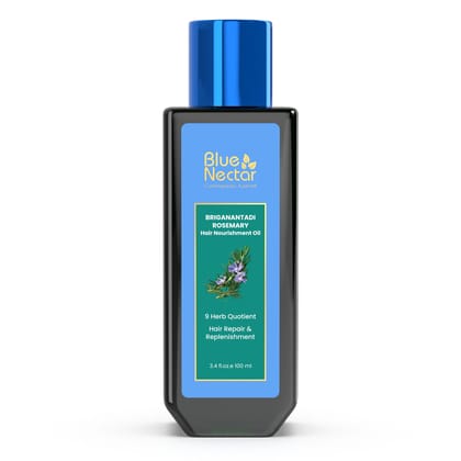 Blue Nectar Rosemary Hair Oil with Plant Based Alternate to Redensyl for Hair Growth (9 herbs, 100ml) 200ML